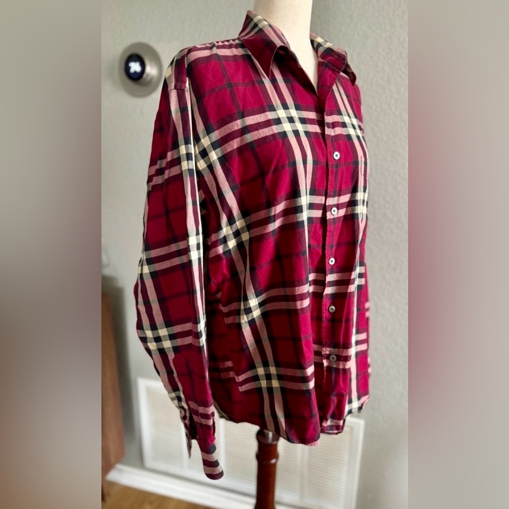 Burberry London Red Plaid Button-Down Shirt